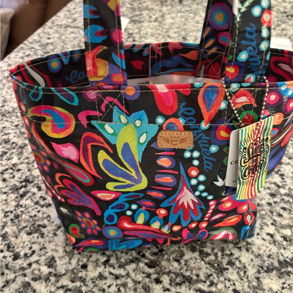 Consuela Red and Pink Tote Bag with Bold Abstract Design